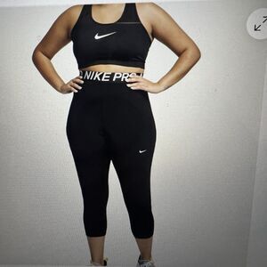Nike Pro 365 Plus Size 3X Leggings Mid Rise Cropped Mesh Panel Black AV9747-013